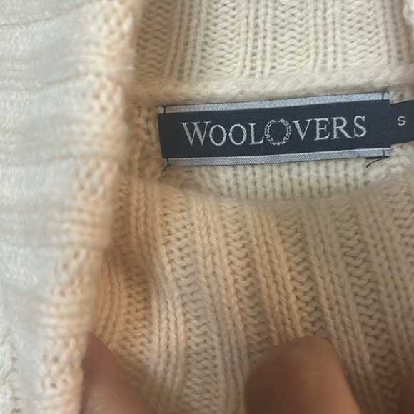 Woolovers cream Aran cable and ribbed turtleneck S wool fisherman chunky - Picture 4 of 6